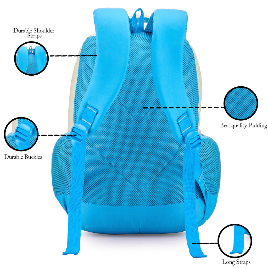 SCHOOL BAG SUPER KID-17"(22 LTR) TURQUOISE BLUE & PESTA