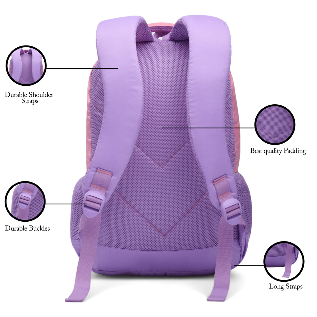 SCHOOL BAG YANA-17" (22 LTR ) LAVENDER & PINK