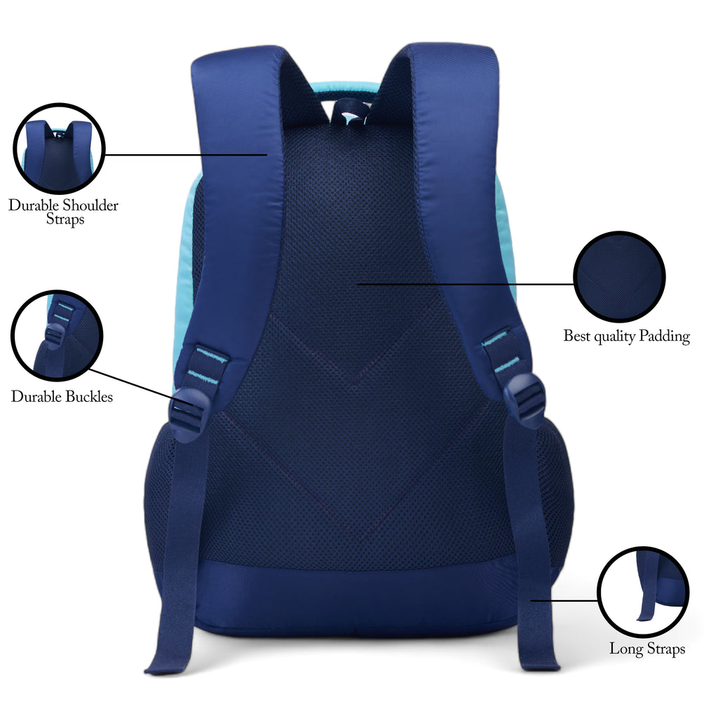SCHOOL BAG SUPER GIRL-17"(22 LTR) NAVY BLUE & SKY BLUE