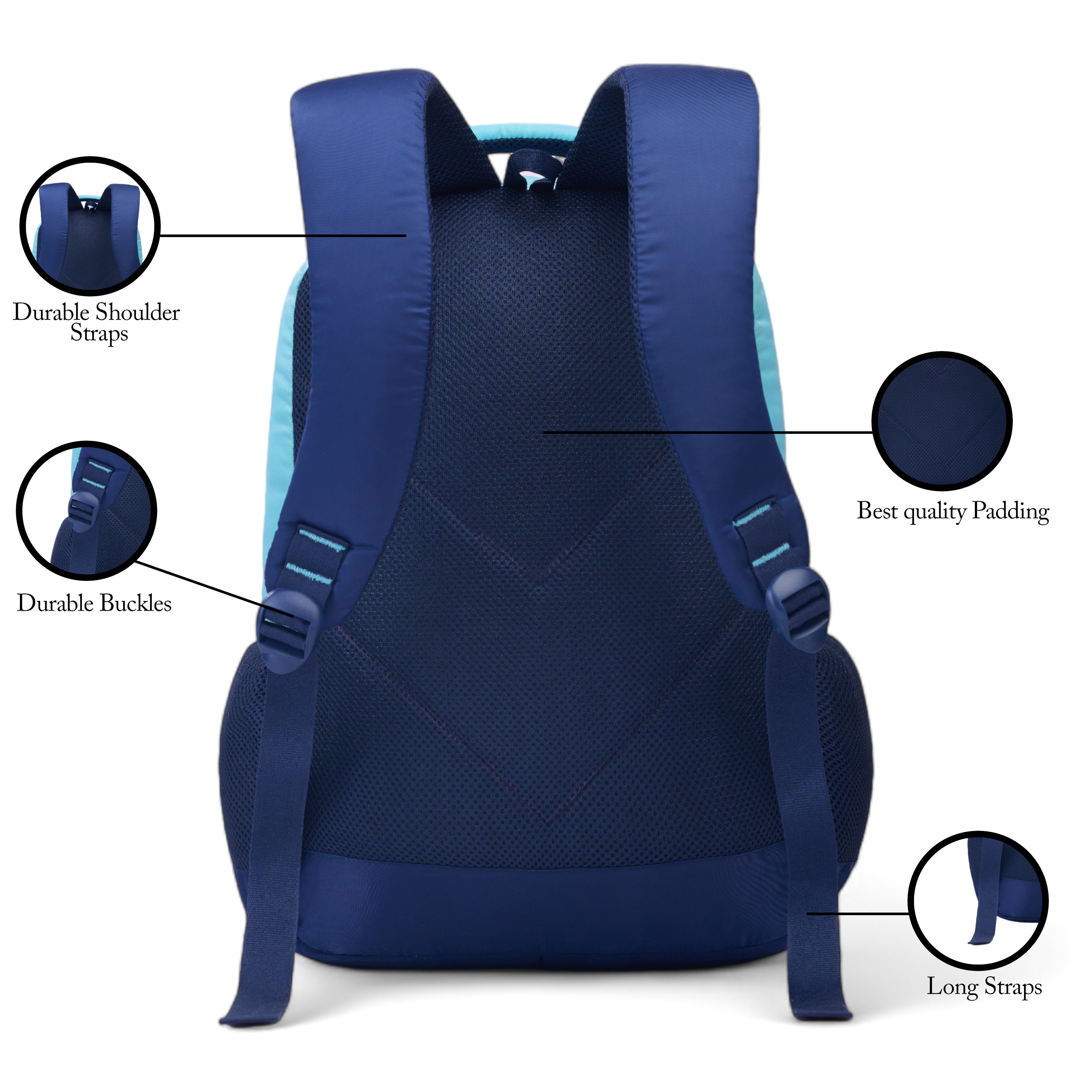 SCHOOL BAG SUPER GIRL-17"(22 LTR) NAVY BLUE & SKY BLUE