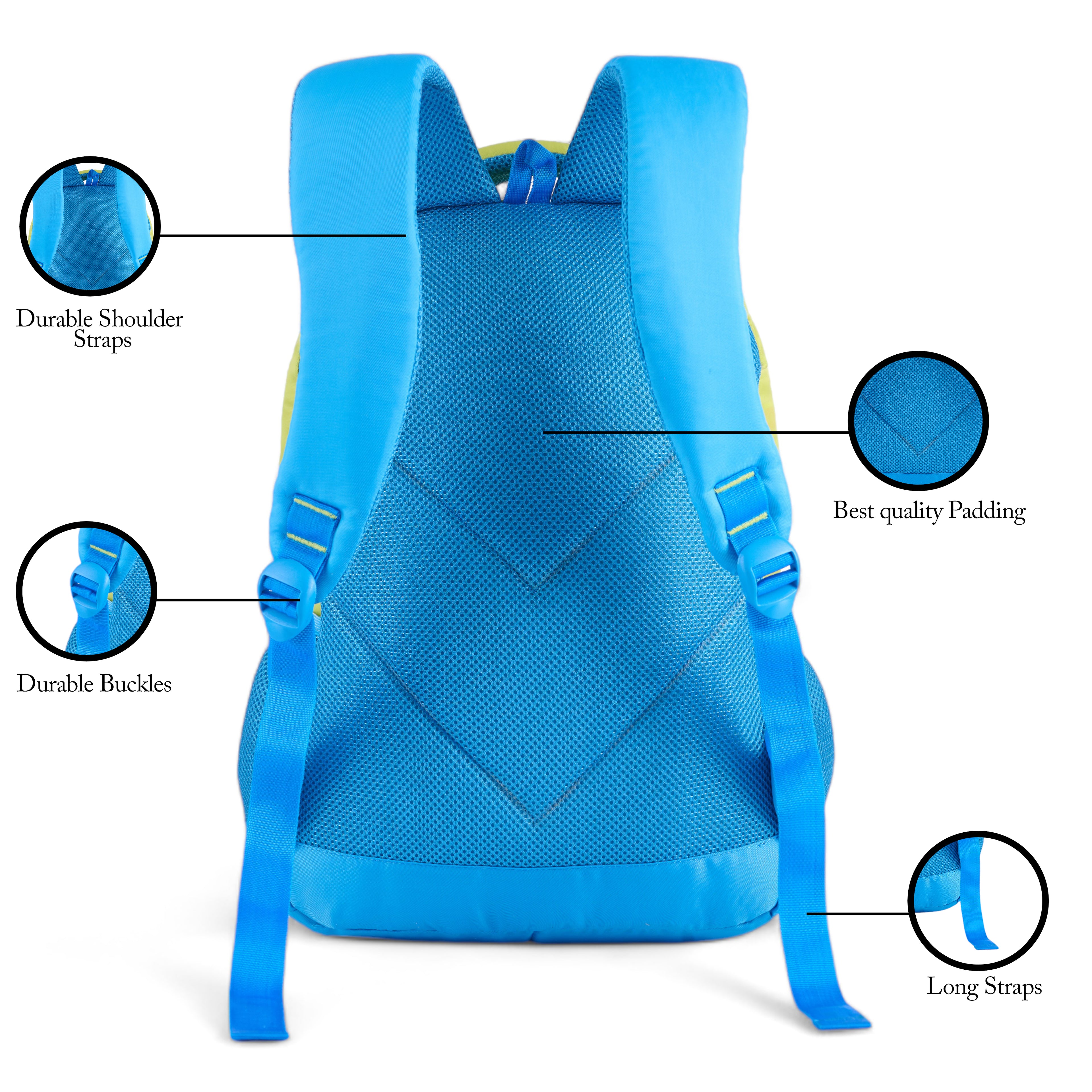 SCHOOL BAG GAME-17" (22 LTR) TURQUOISE BLUE & YELLOW