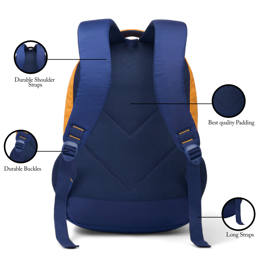 SCHOOL BAG GAME-17" (22 LTR) NAVY BLUE & ORANGE