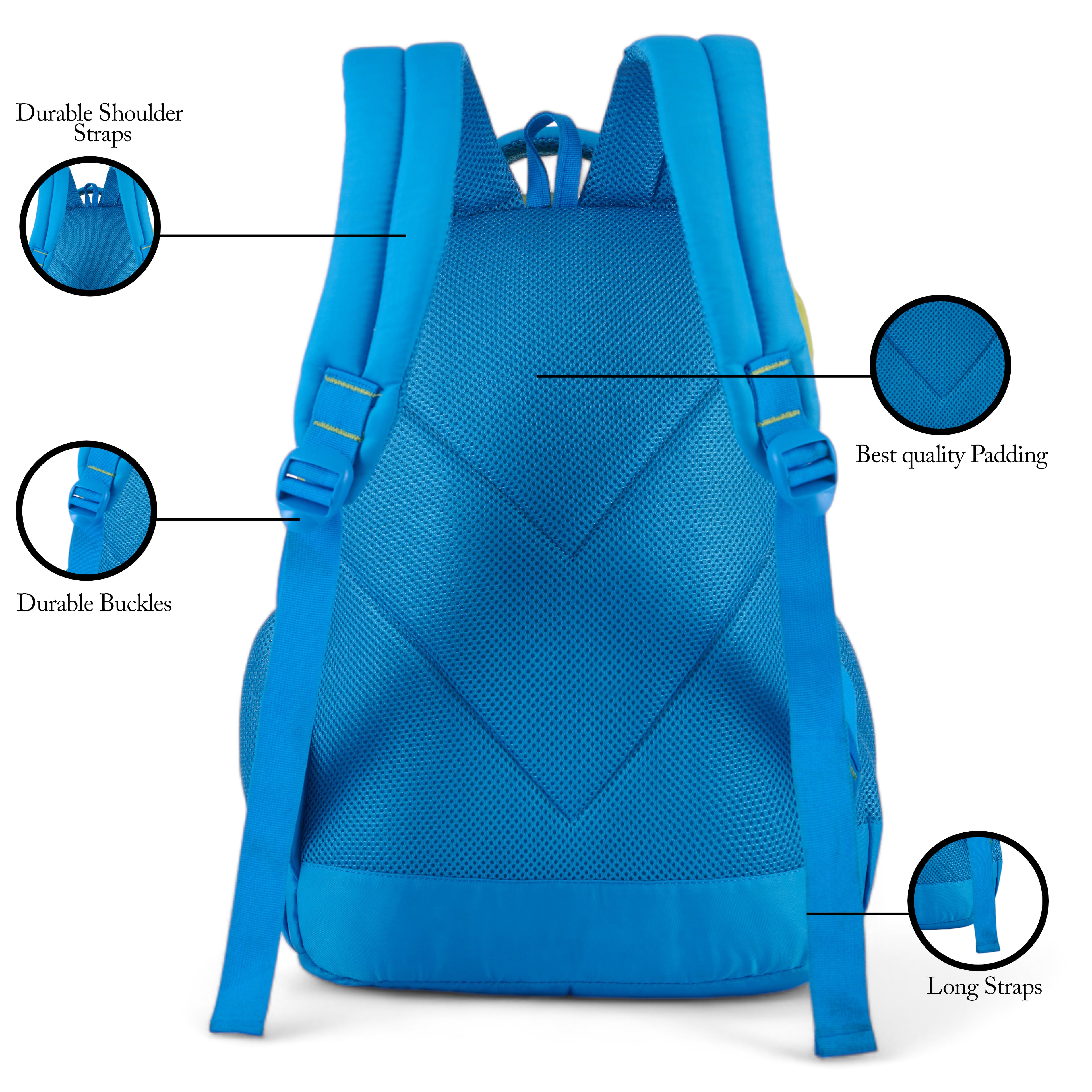 SCHOOL BAG SPACE 16"(21 LTR) TURQUOISE BLUE & PARROT GREEN