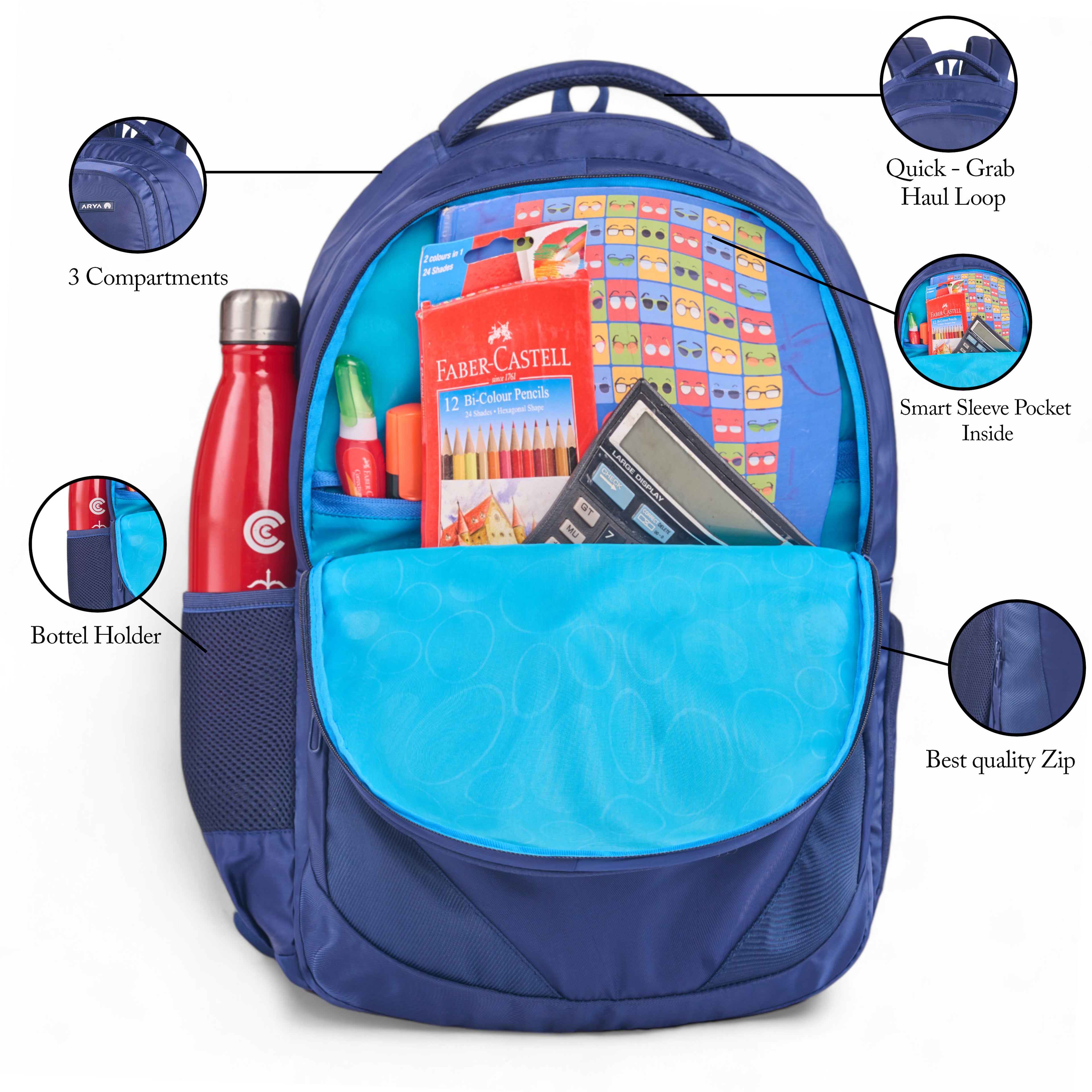 REGULAR BACK PACK FLOW-19"(35 LTR) NAVY BLUE