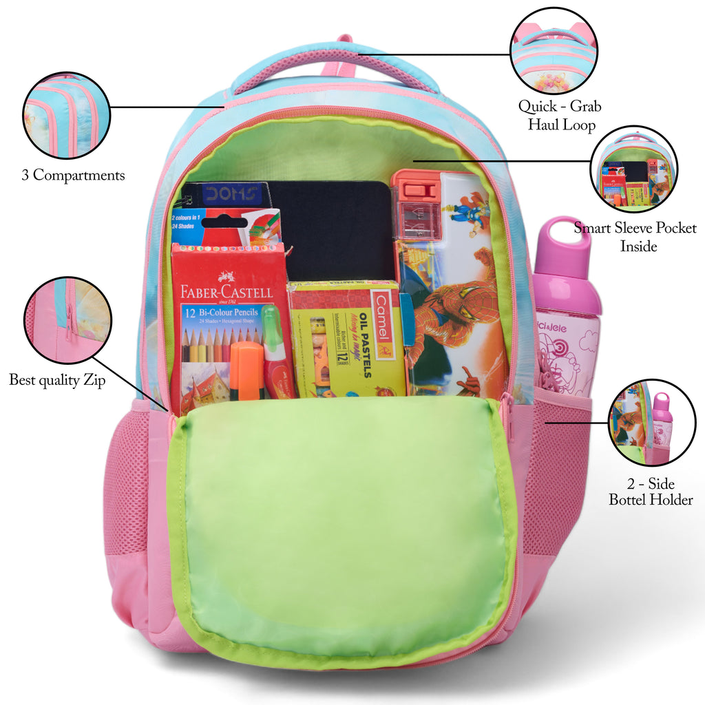 SCHOOL BAG YANA-17"(22 LTR) SKY BLUE & PINK