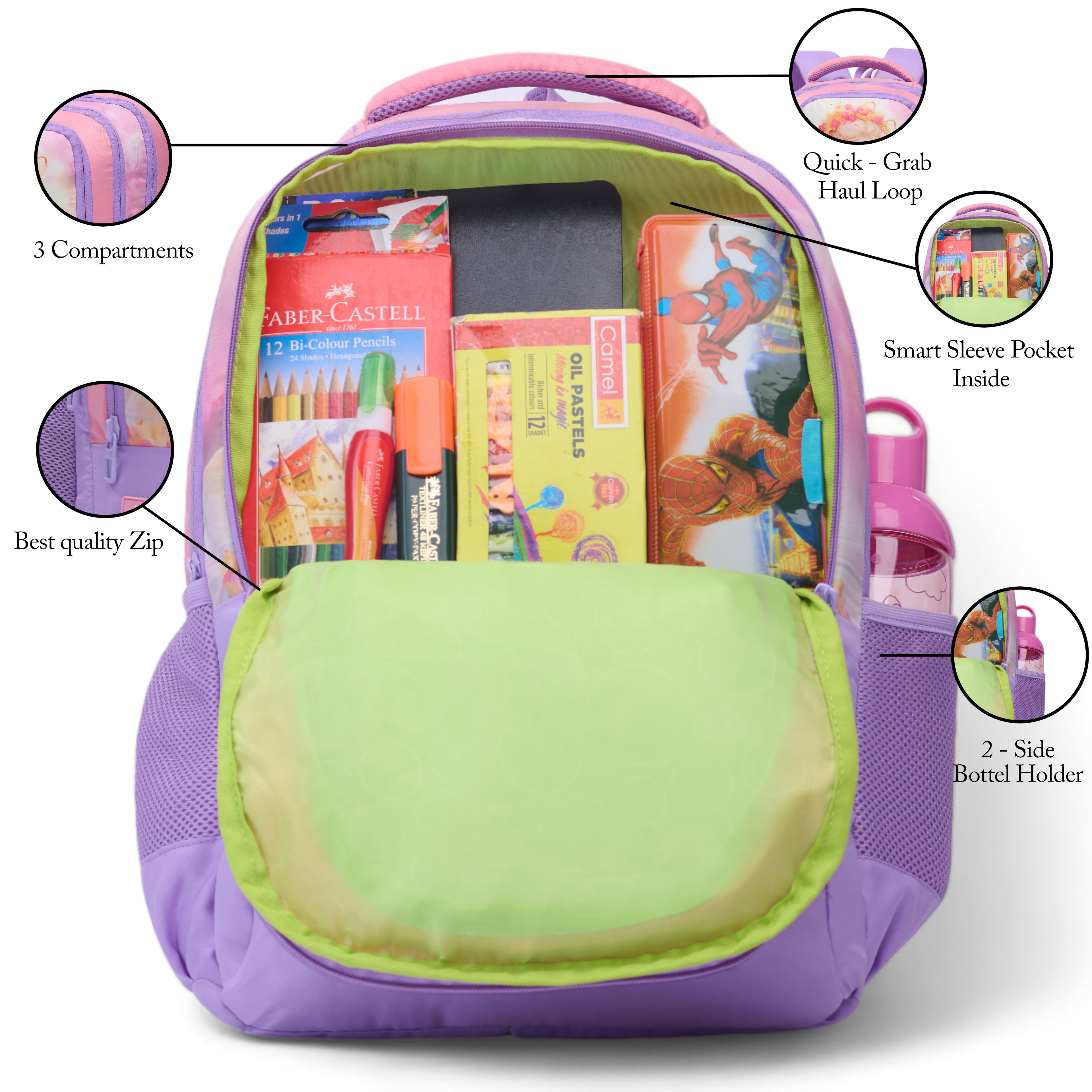 SCHOOL BAG YANA-17" (22 LTR ) LAVENDER & PINK