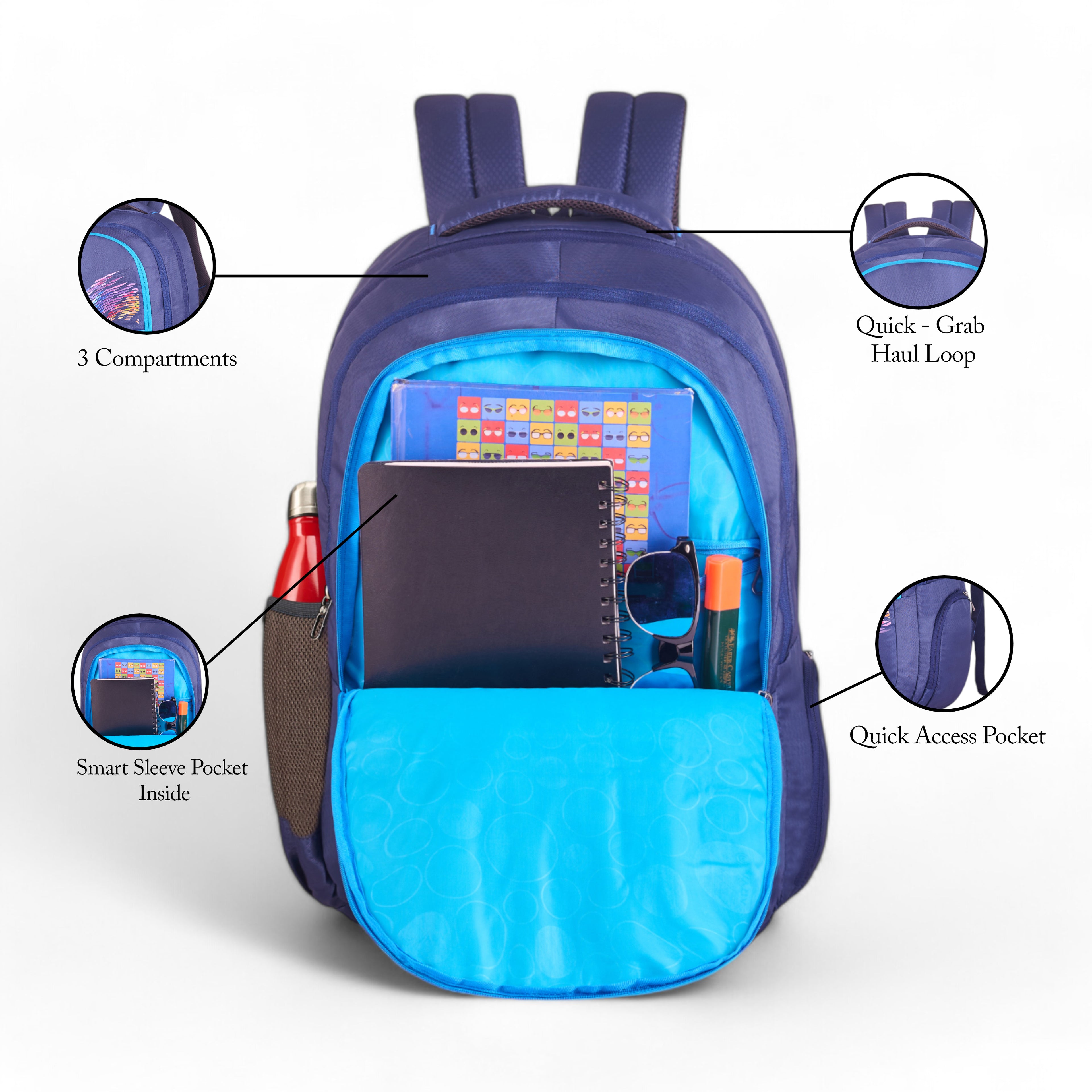 REGULAR BACK PACK MAGIC-19"(34 LTR) NAVY BLUE