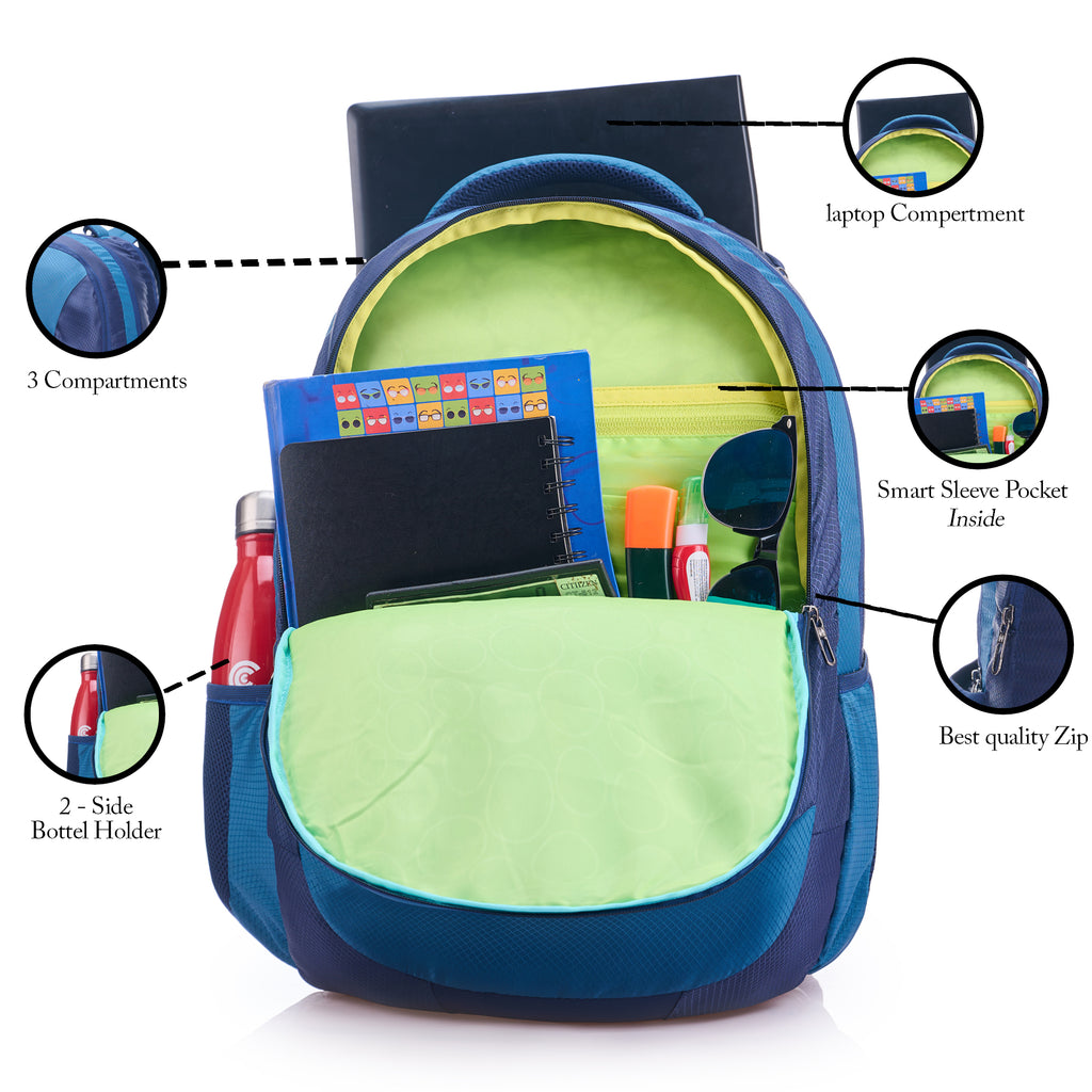 REGULAR BACK PACK TURTLE-22" (60 LTR) NAVY BLUE & AQUA BLUE