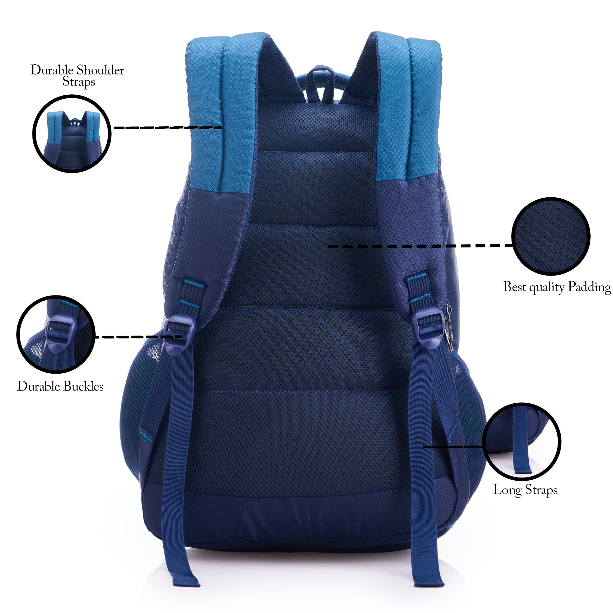 REGULAR BACK PACK TURTLE-22" (60 LTR) NAVY BLUE & AQUA BLUE
