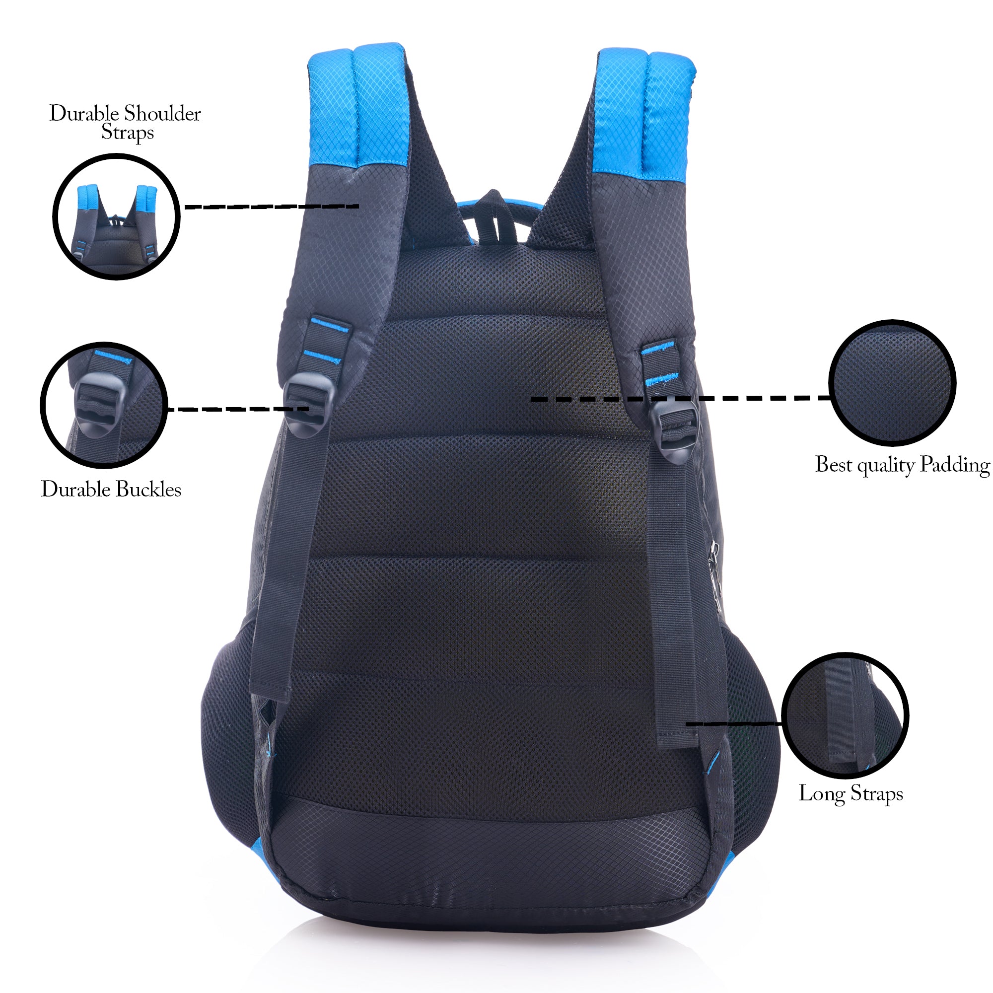 REGULAR BACK PACK TURTLE-22" (60 LTR) BLACK & ROYAL BLUE