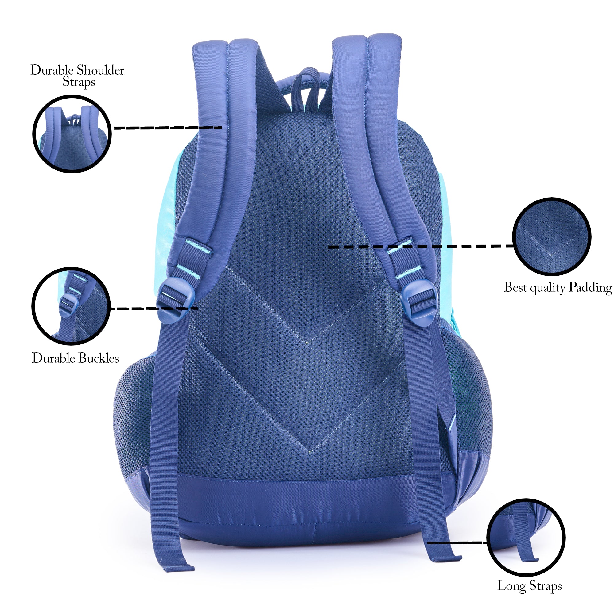 SCHOOL BAG SPACE 16" (21 LTR) NAVY BLUE & SKY BLUE