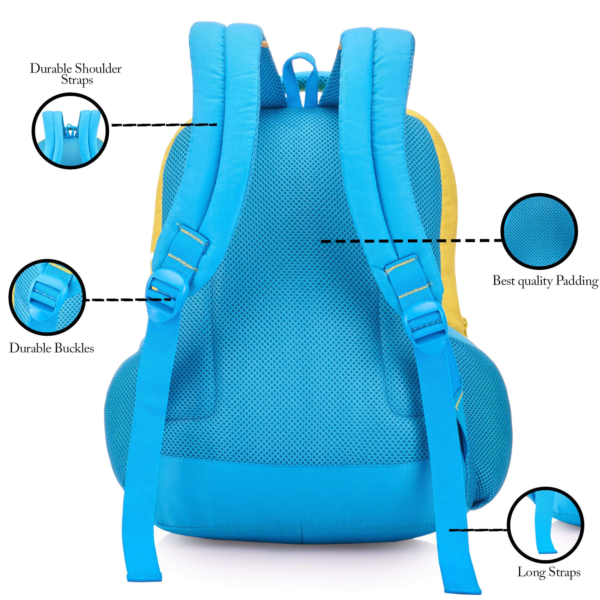 SCHOOL BAG SUNNY DAYS-14" (12 LTR) TURQUOISE BLUE & YELLOW
