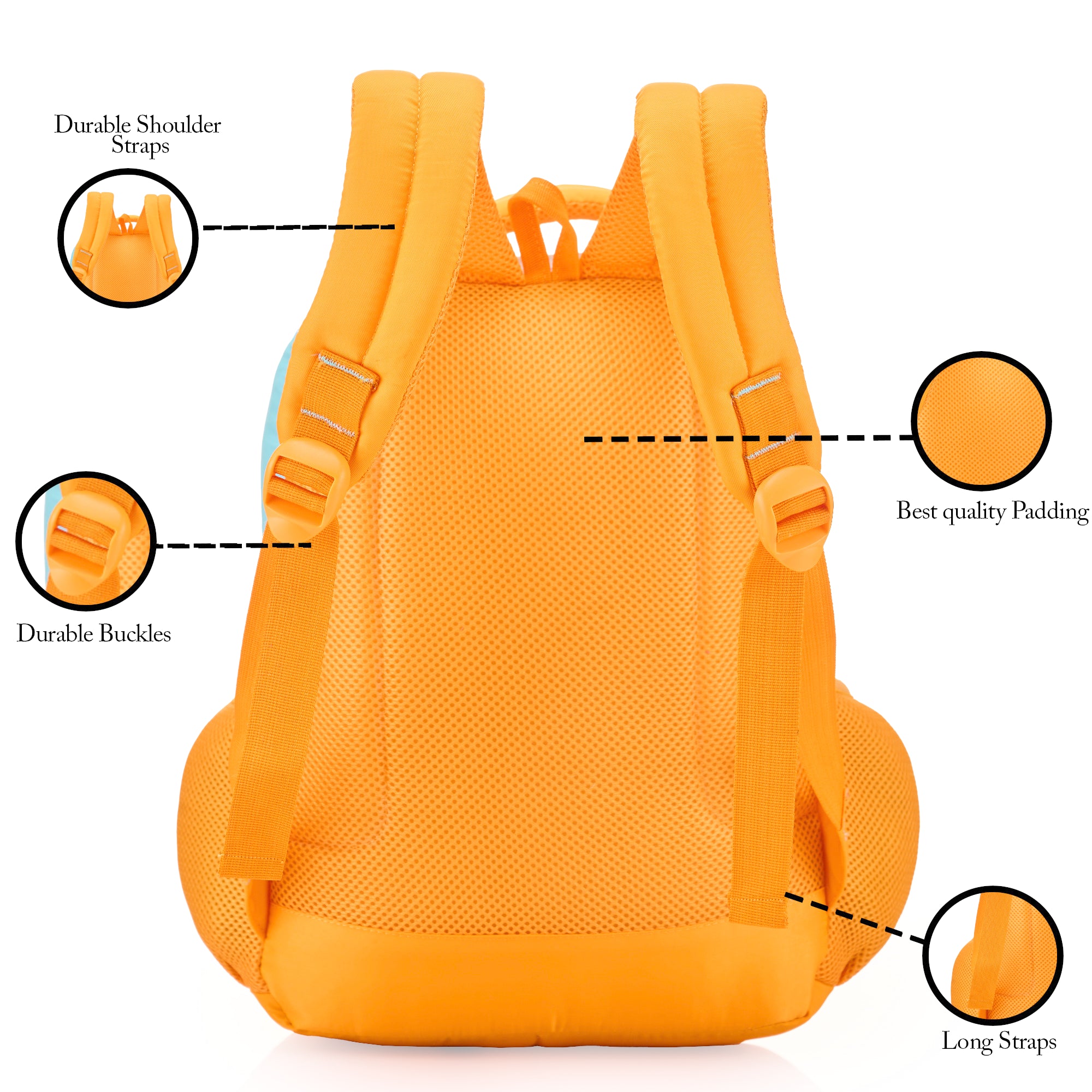 SCHOOL BAG TEDDY LOVE-14"(12 LTR) ORANGE & SKY BLUE