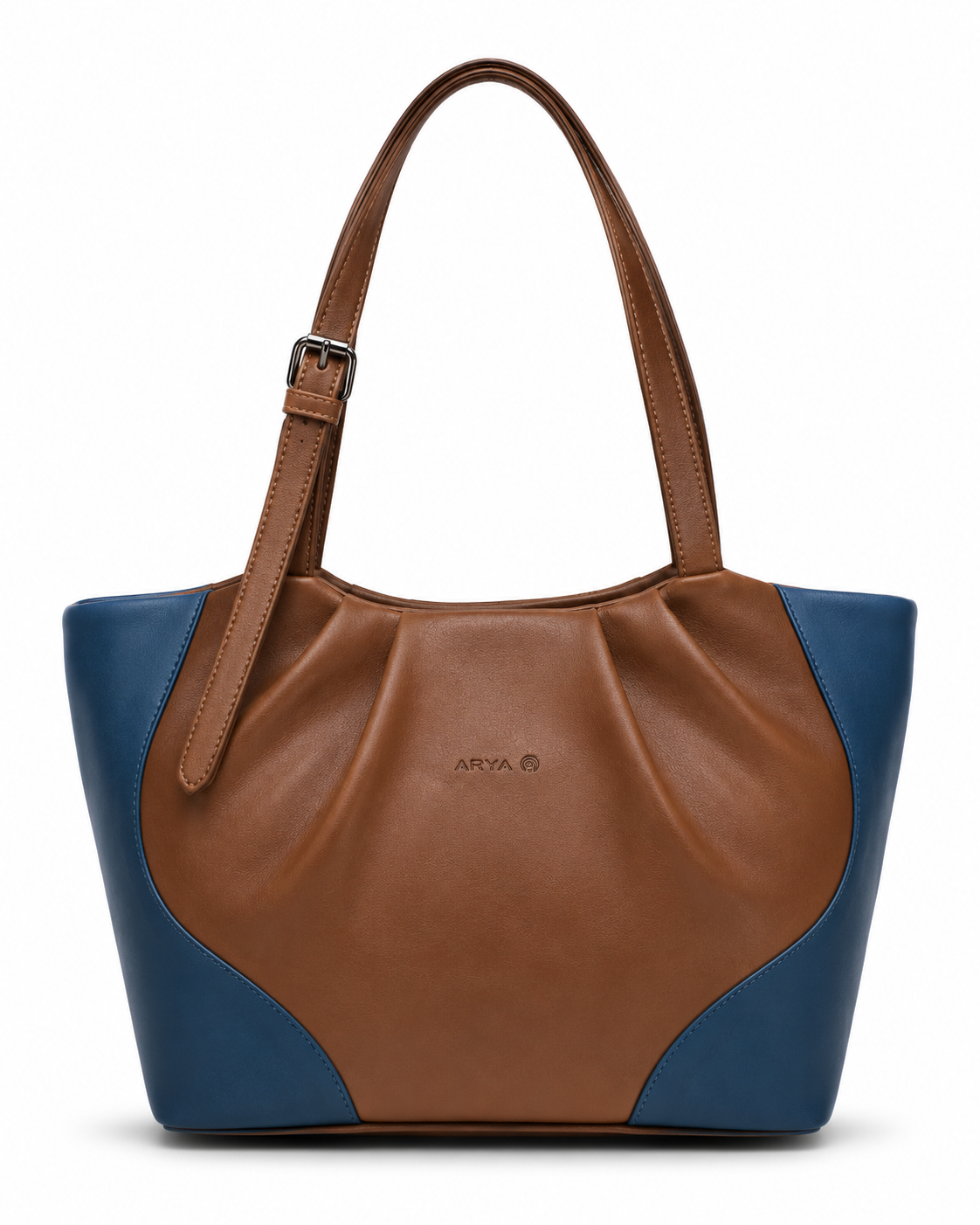 Juhi Brown/Blue ladies handbag - front view