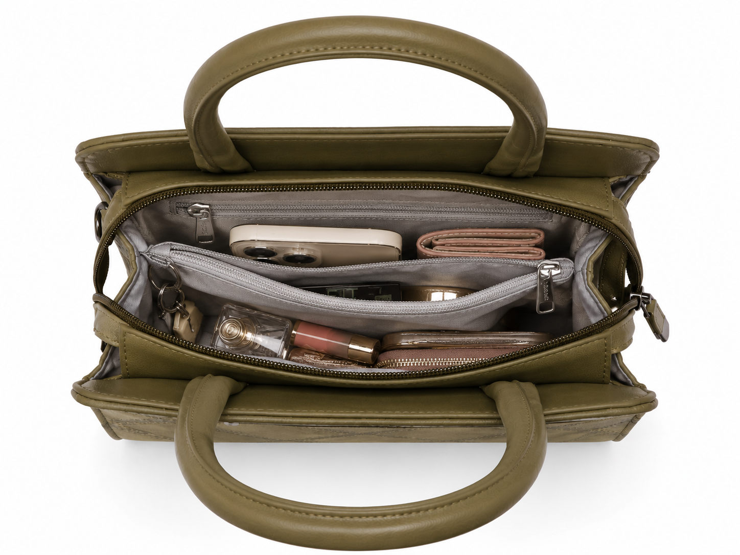 FLBM 181 Olive Green ladies handbag - detail view
