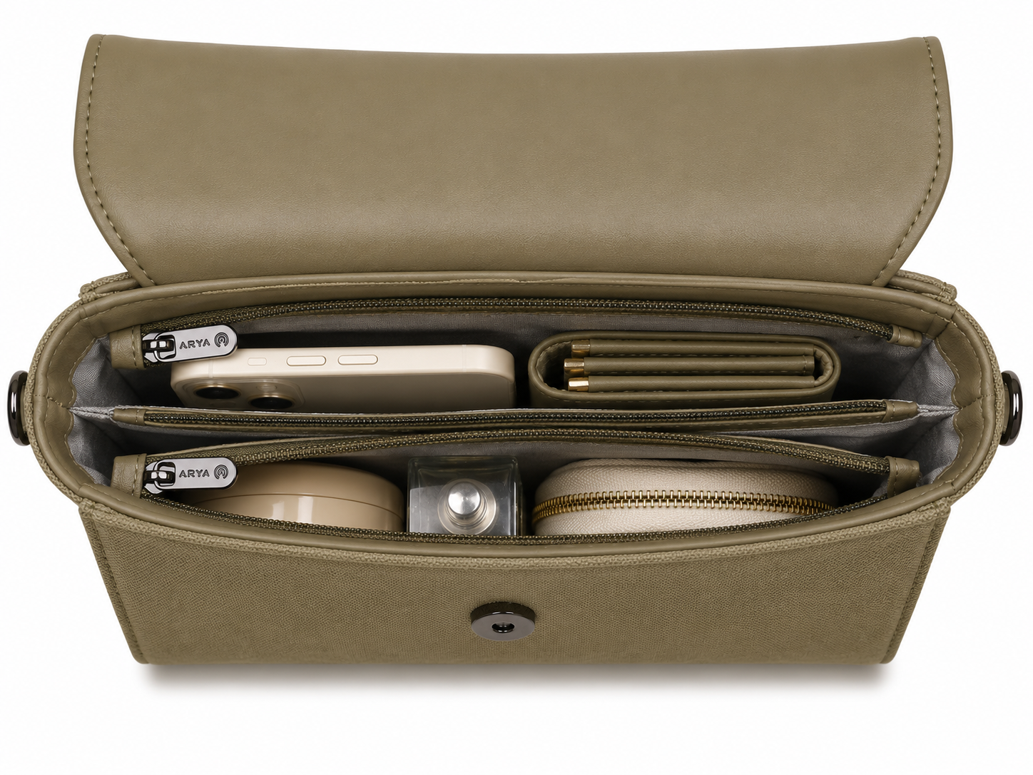 Oishi Olive Green ladies handbag - detail view
