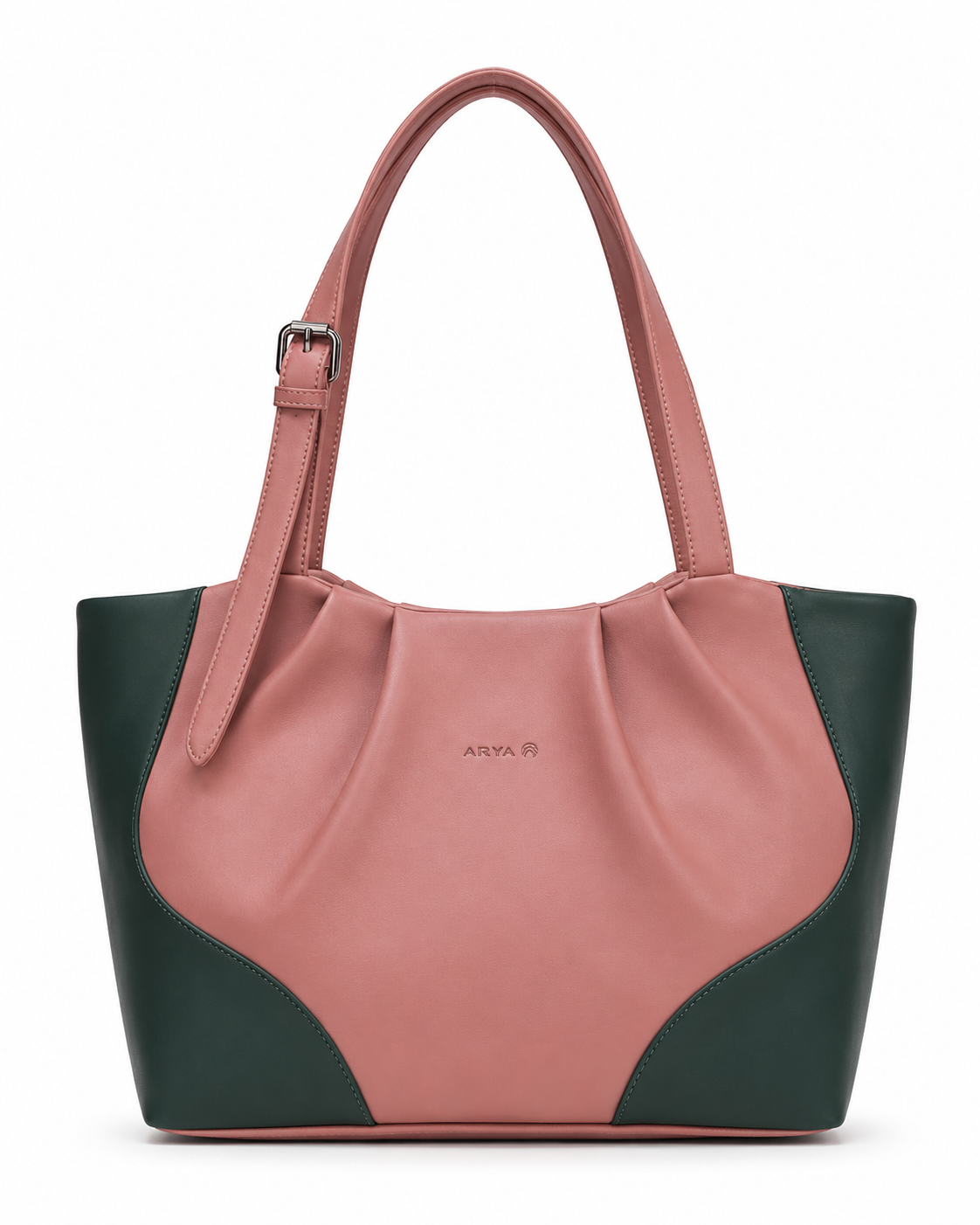Juhi Pink/Green ladies handbag - front view