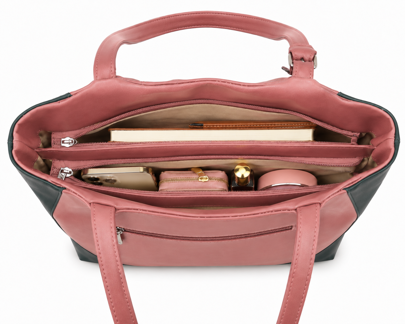 Juhi Pink/Green ladies handbag - detail view