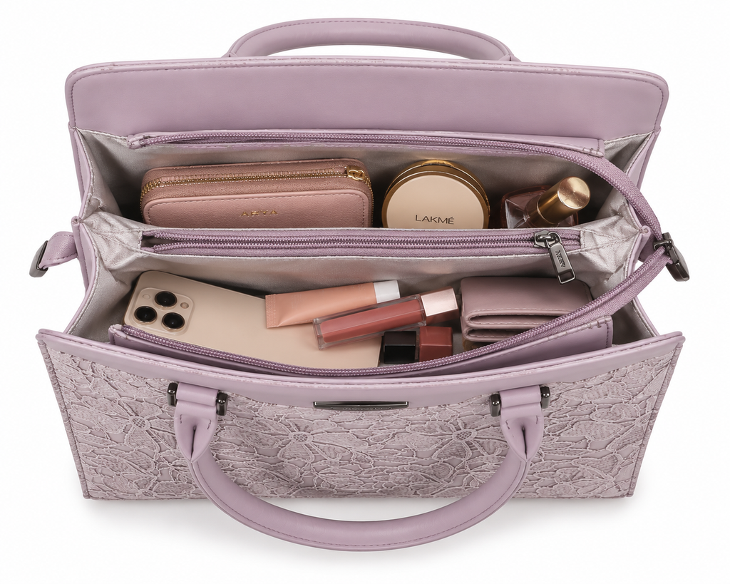 Saanvi Lavender ladies handbag - detail view