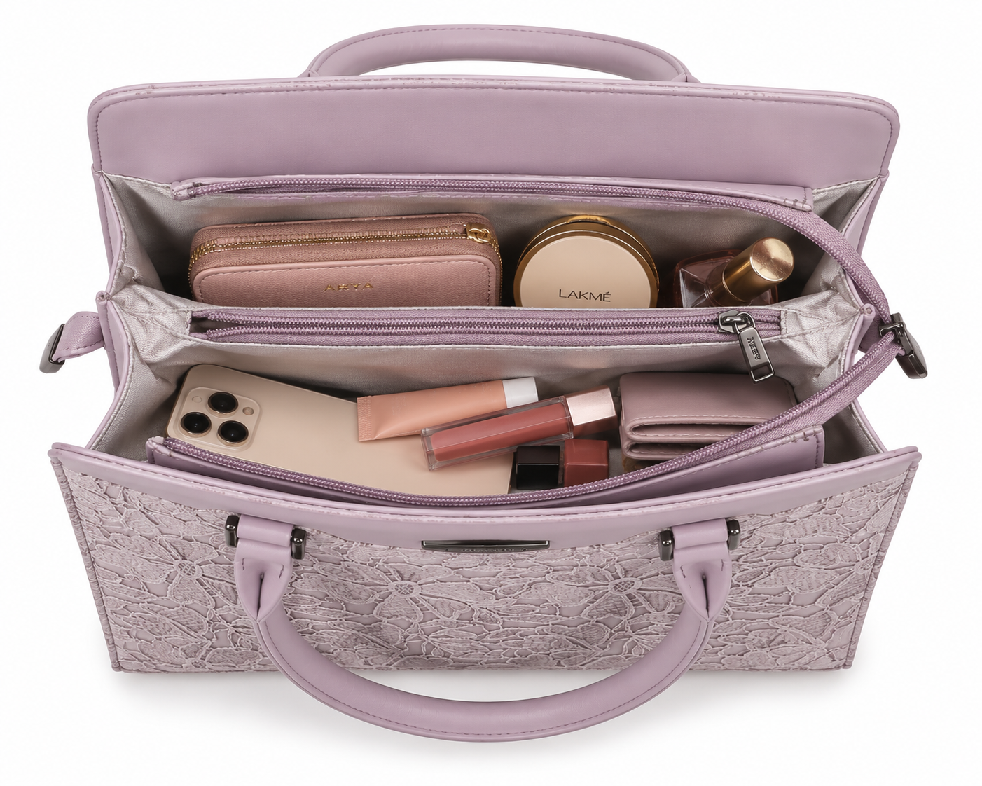 Saanvi Lavender ladies handbag - detail view