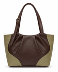Juhi Dark Brown/Green ladies handbag - front view
