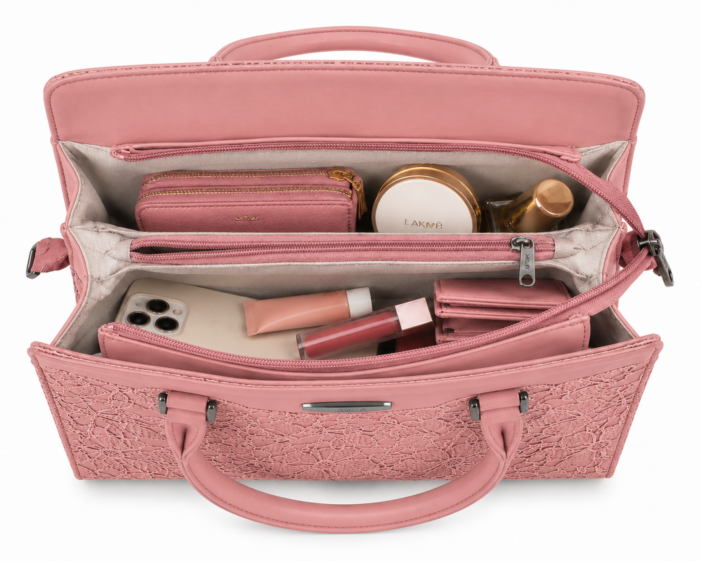 Saanvi Pink ladies handbag - detail view