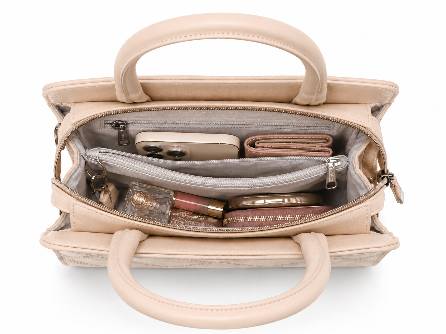 FLBM 181 Cream ladies handbag - detail view