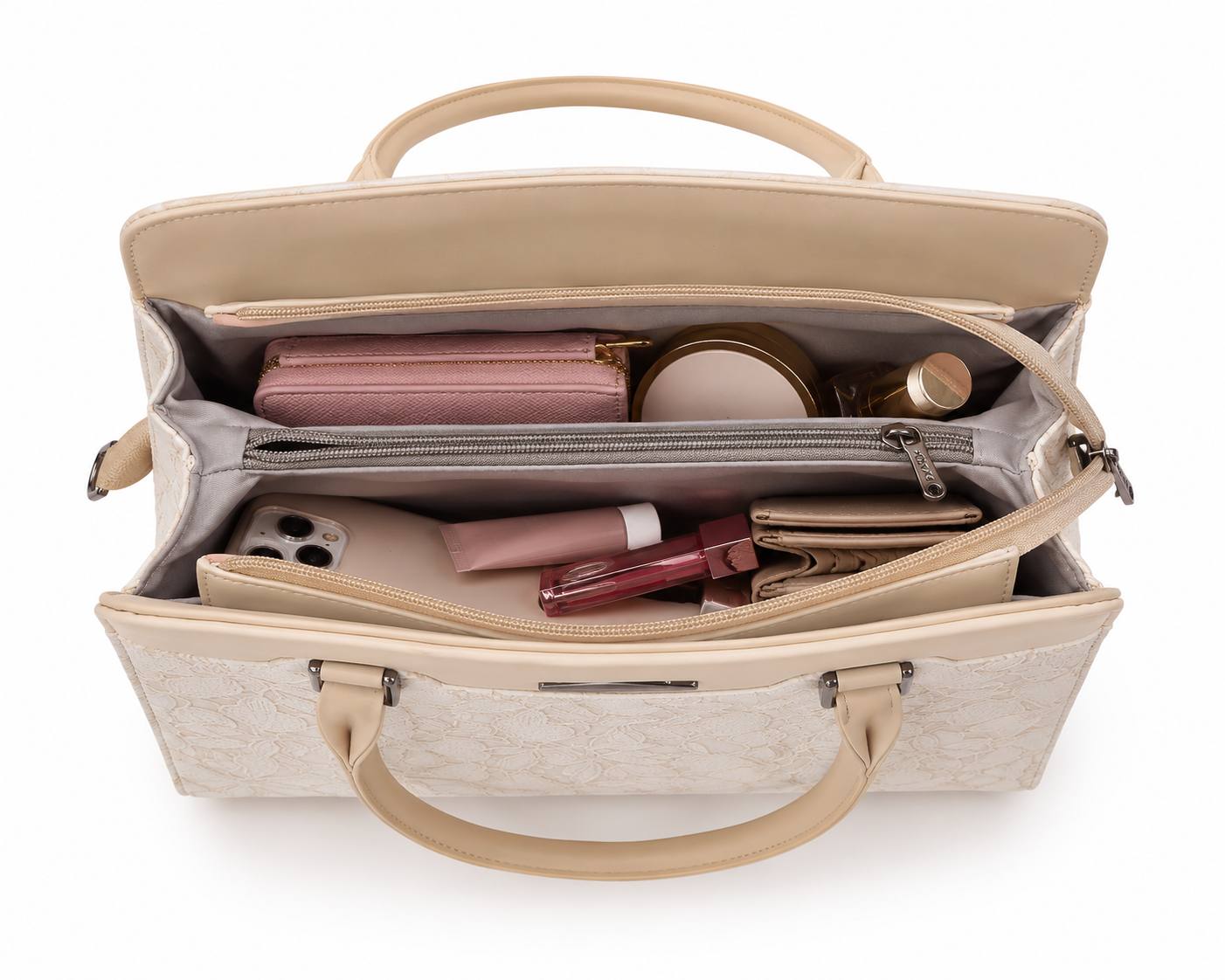 Saanvi Cream ladies handbag - detail view