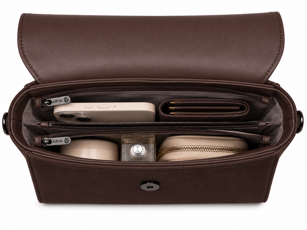Oishi Dark Brown ladies handbag - detail view
