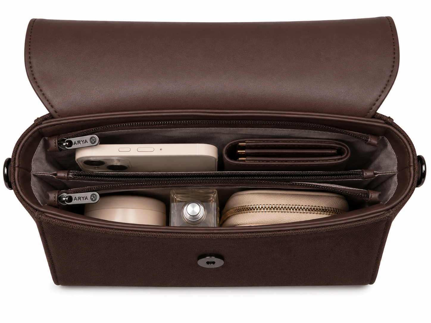 Oishi Dark Brown ladies handbag - detail view