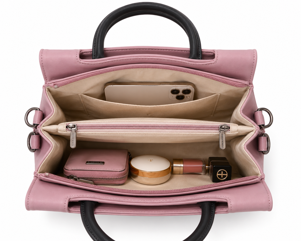 Rashmi Lavender/Black ladies handbag - detail view