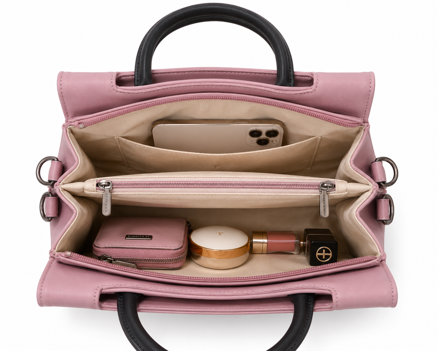 Rashmi Lavender/Black ladies handbag - detail view