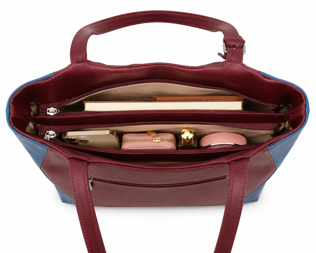 Juhi Magenta/Blue ladies handbag - detail view