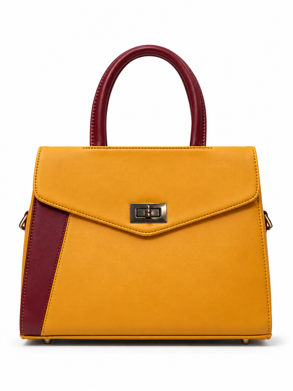 Rashmi Yellow/Maroon ladies handbag - front view