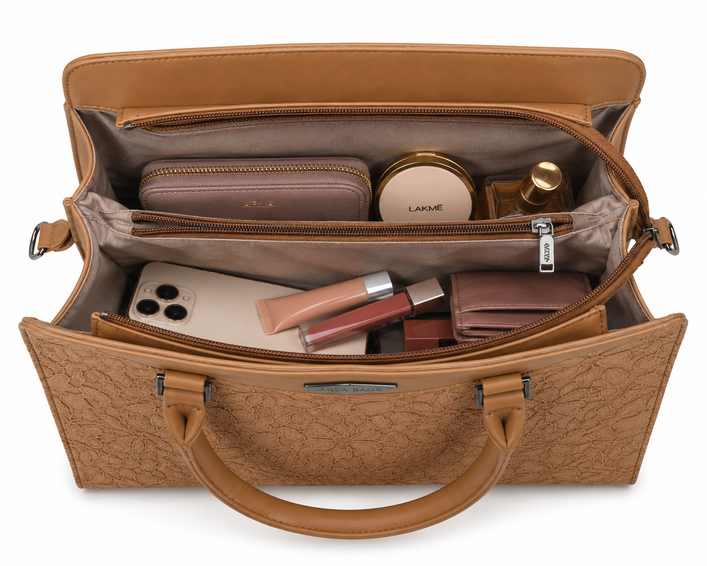 Saanvi Tan ladies handbag - angle view