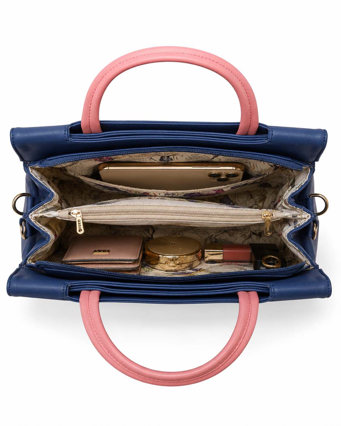 Rashmi Blue/Pink ladies handbag - detail view