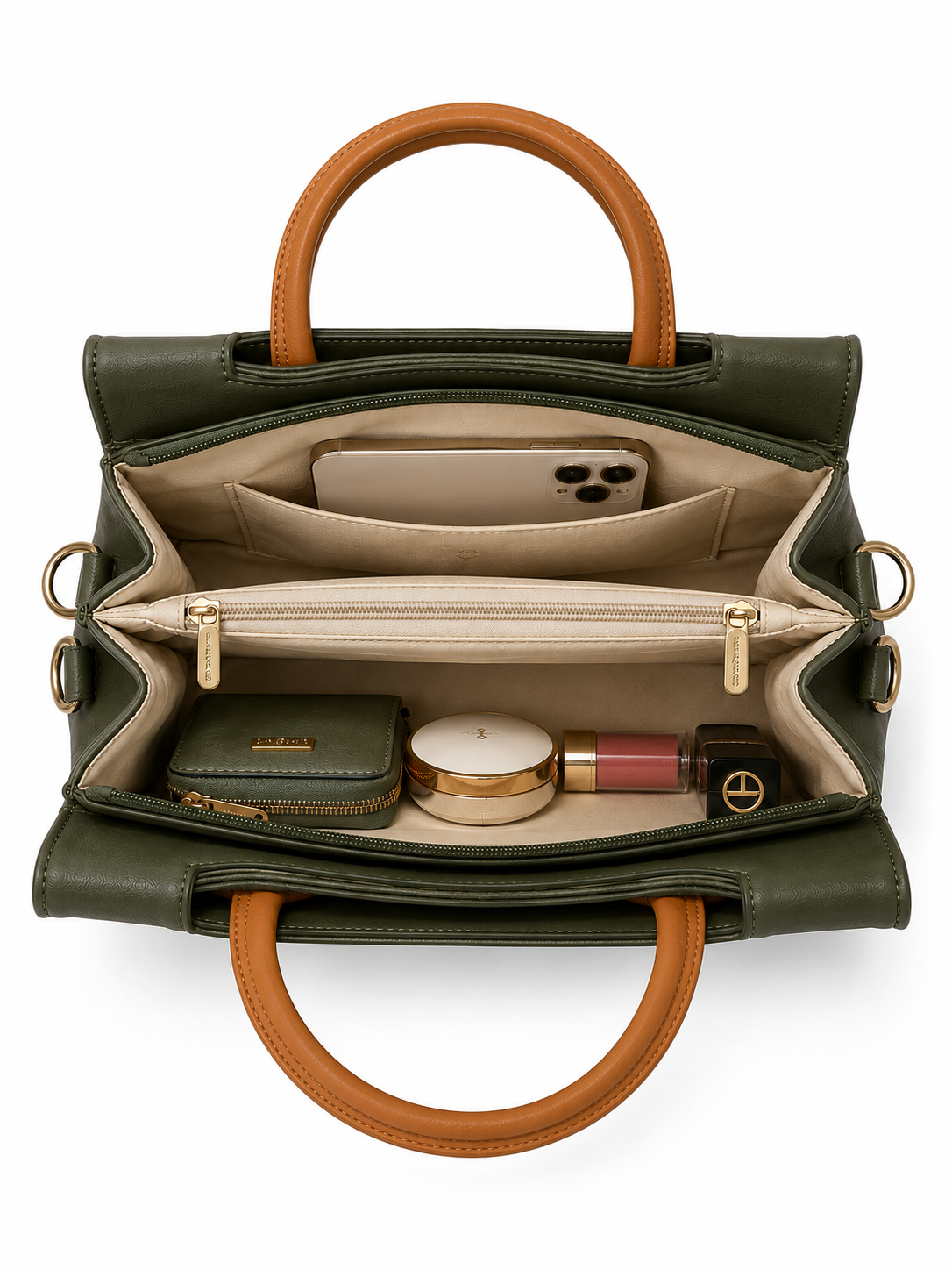Rashmi Green/Brown ladies handbag - detail view