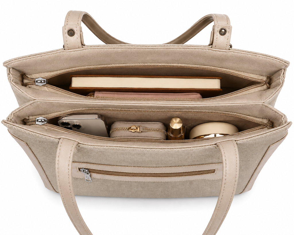 Mahira Cream ladies handbag - angle view