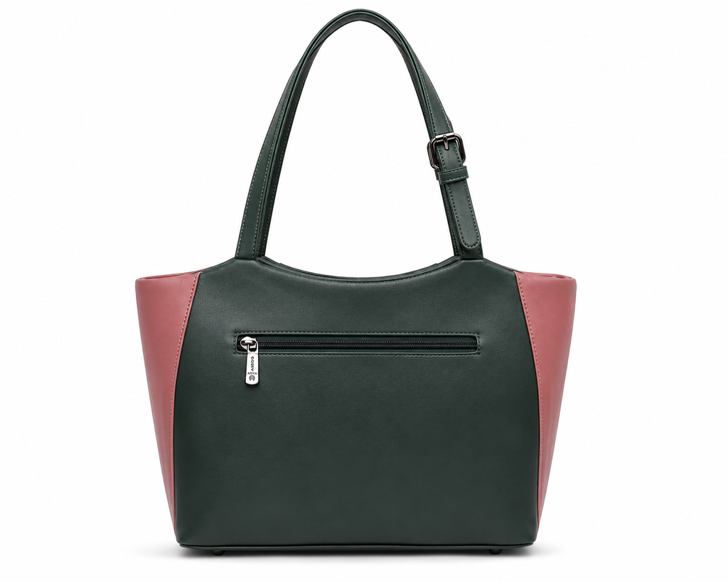 Juhi Dark Green/Pink ladies handbag - angle view