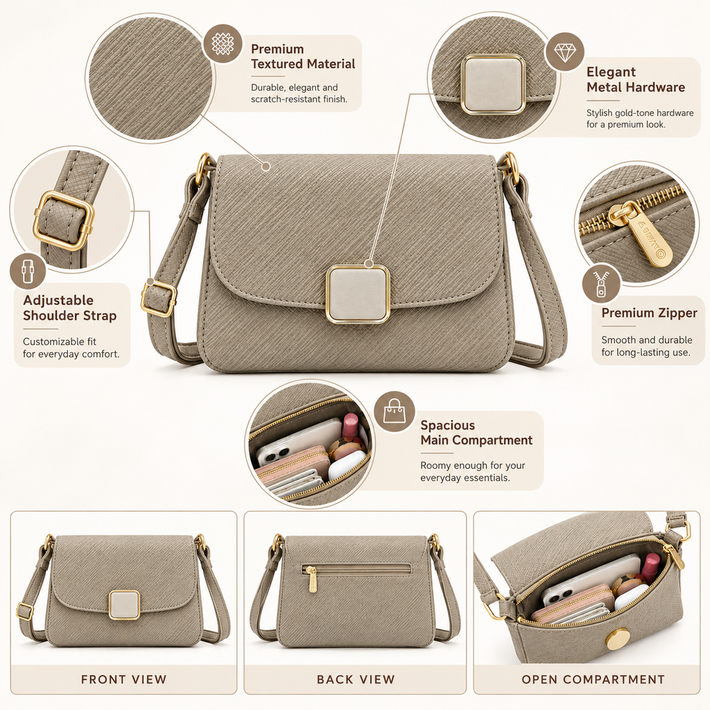 Soumya Sling Handbag in grey, alternate view