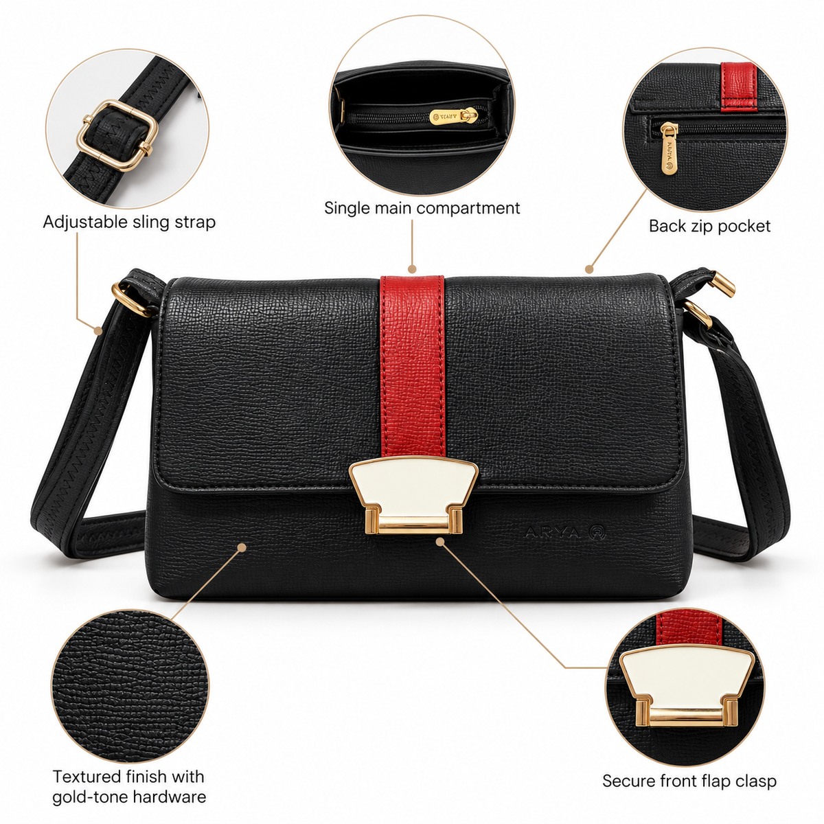 Villa Sling Handbag in black, alternate view