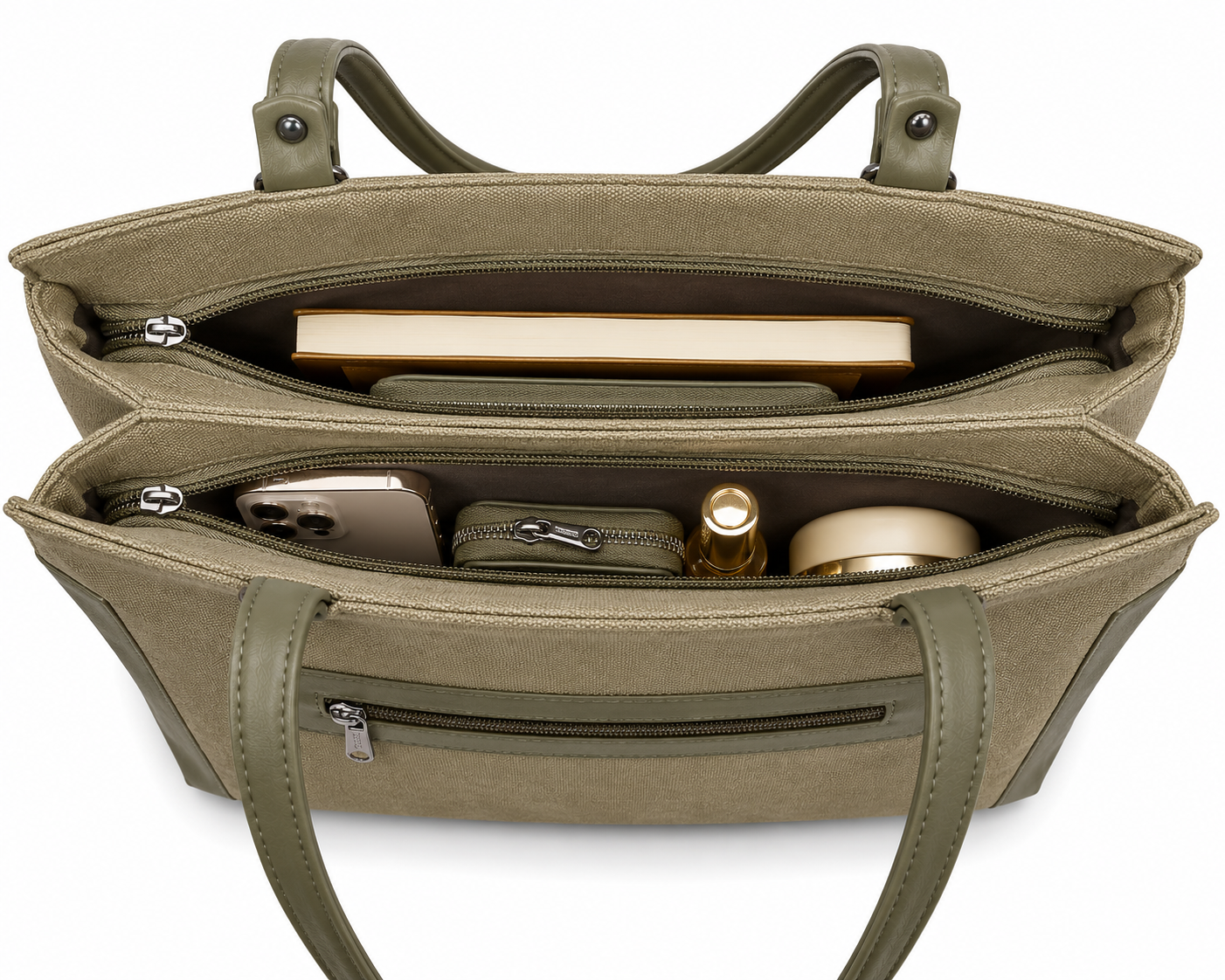 Mahira Olive Green ladies handbag - detail view