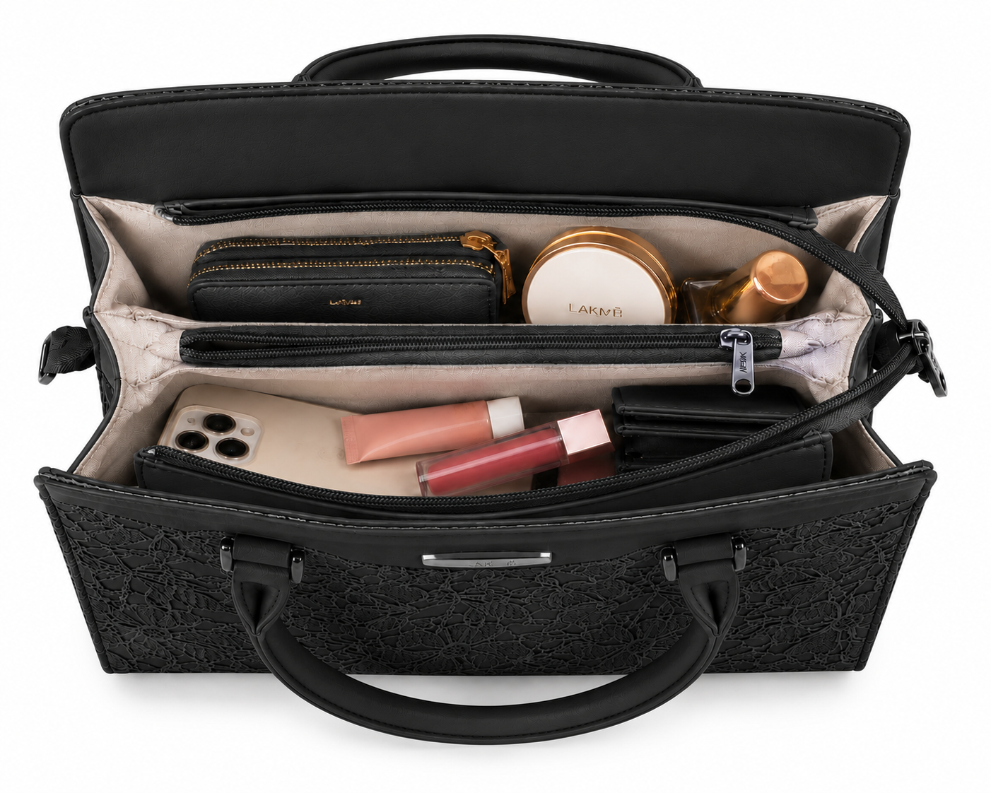 Saanvi Black ladies handbag - front view
