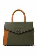 Rashmi Green/Brown ladies handbag - front view