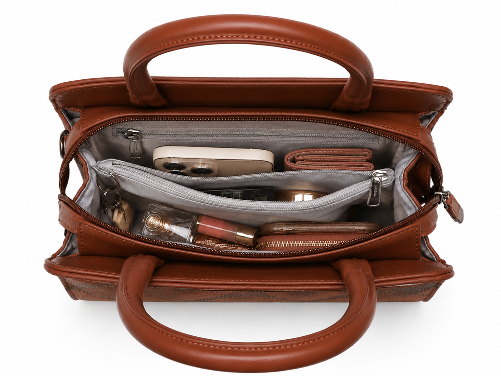 FLBM 181 Brown ladies handbag - detail view