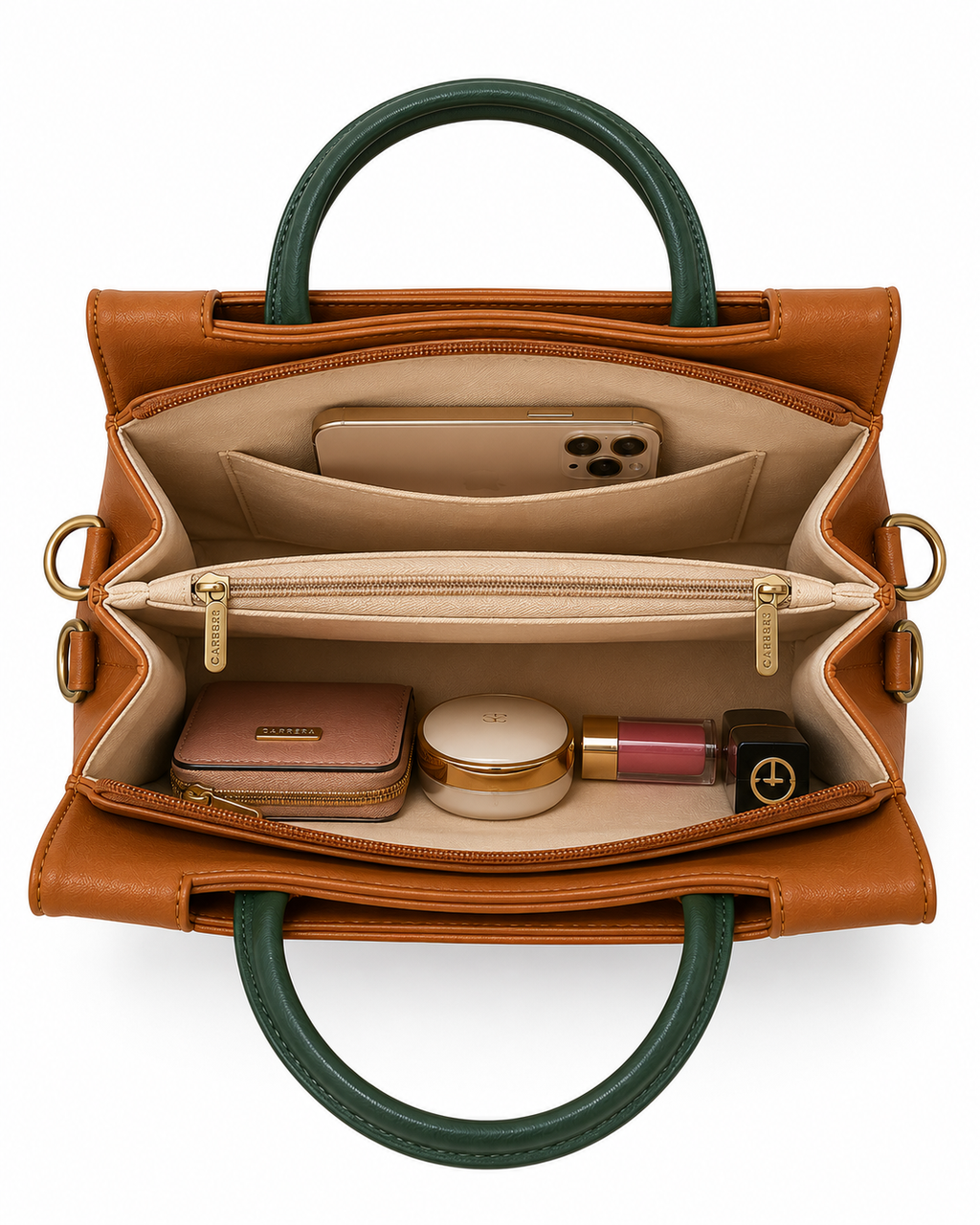 Rashmi Brown/Green ladies handbag - angle view