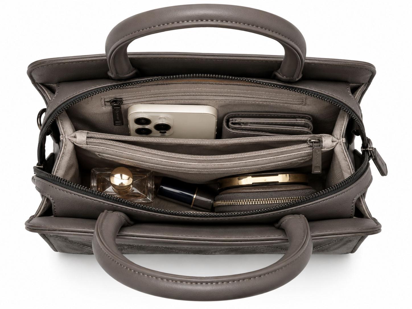 FLBM 181 Grey ladies handbag - angle view