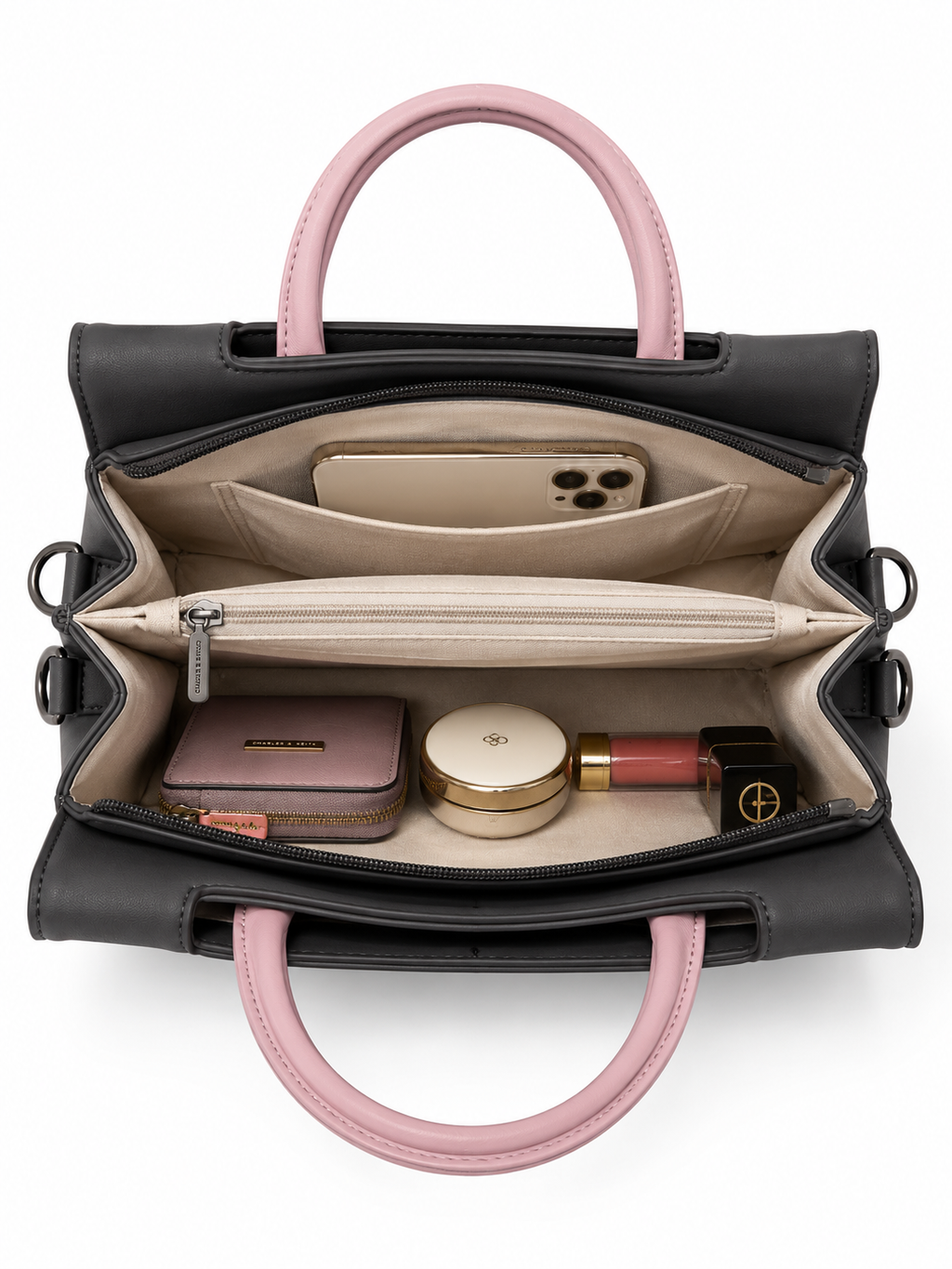 Rashmi Black/Lavender ladies handbag - detail view