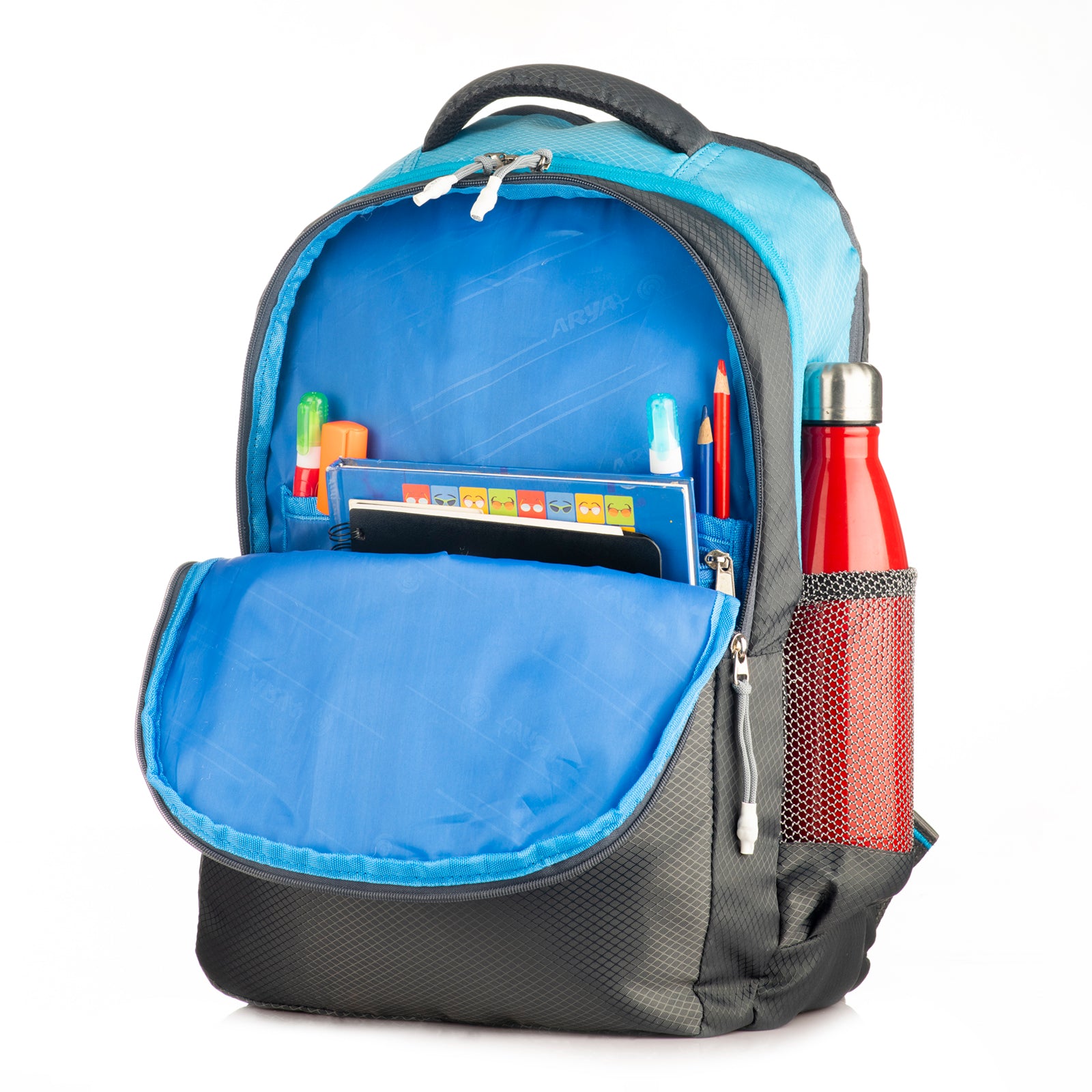 REGULAR BACK PACK DUO-19"(32 LTR) GREY & SKY BLUE