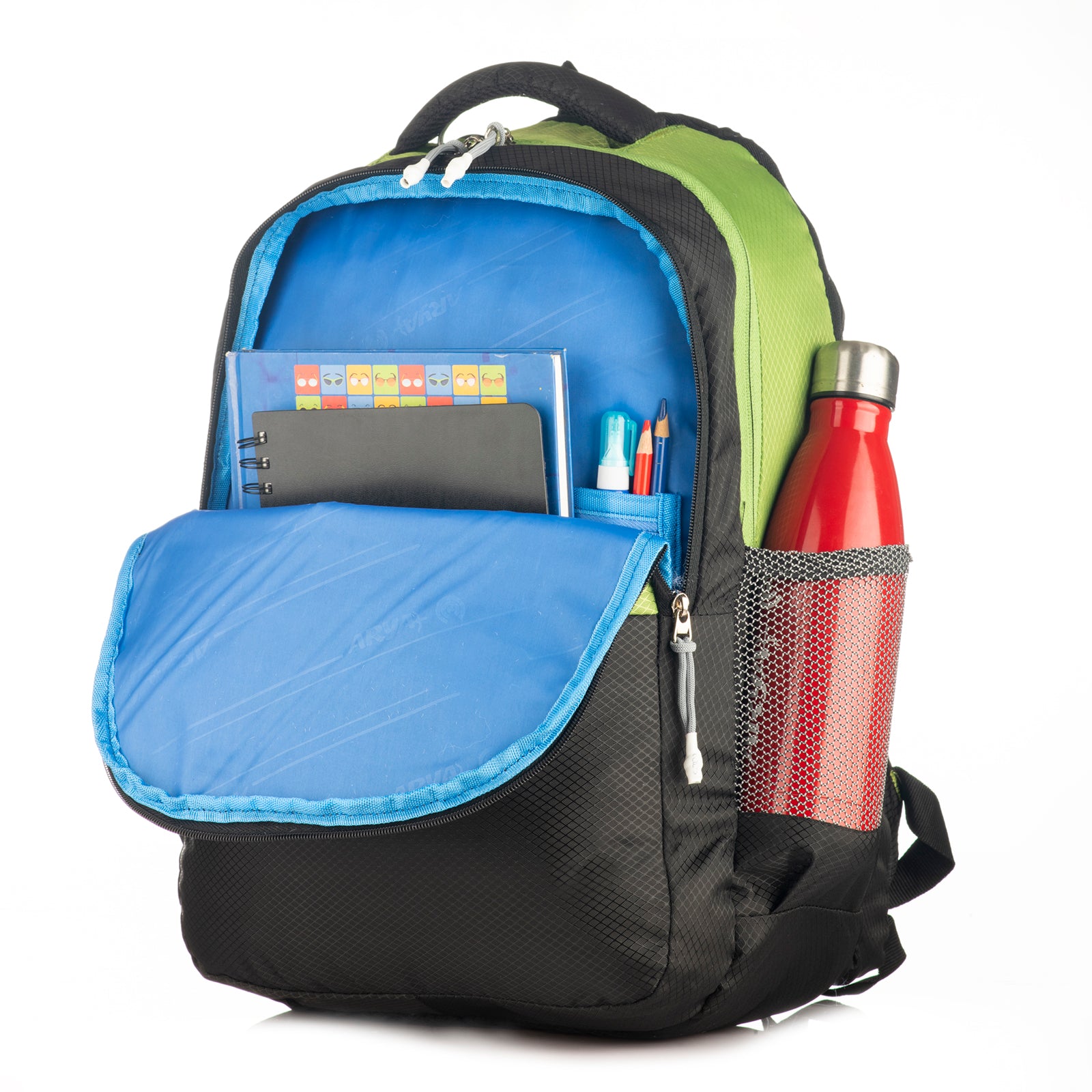 REGULAR BACK PACK DUO-19"(32 LTR) BLACK & PARROT GREEN